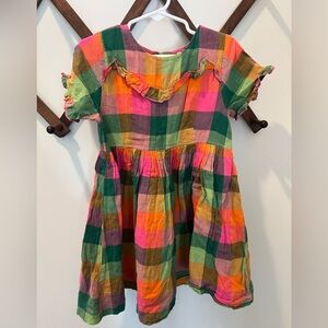 Pink Chicken dress colorful plaid little girl 5 years